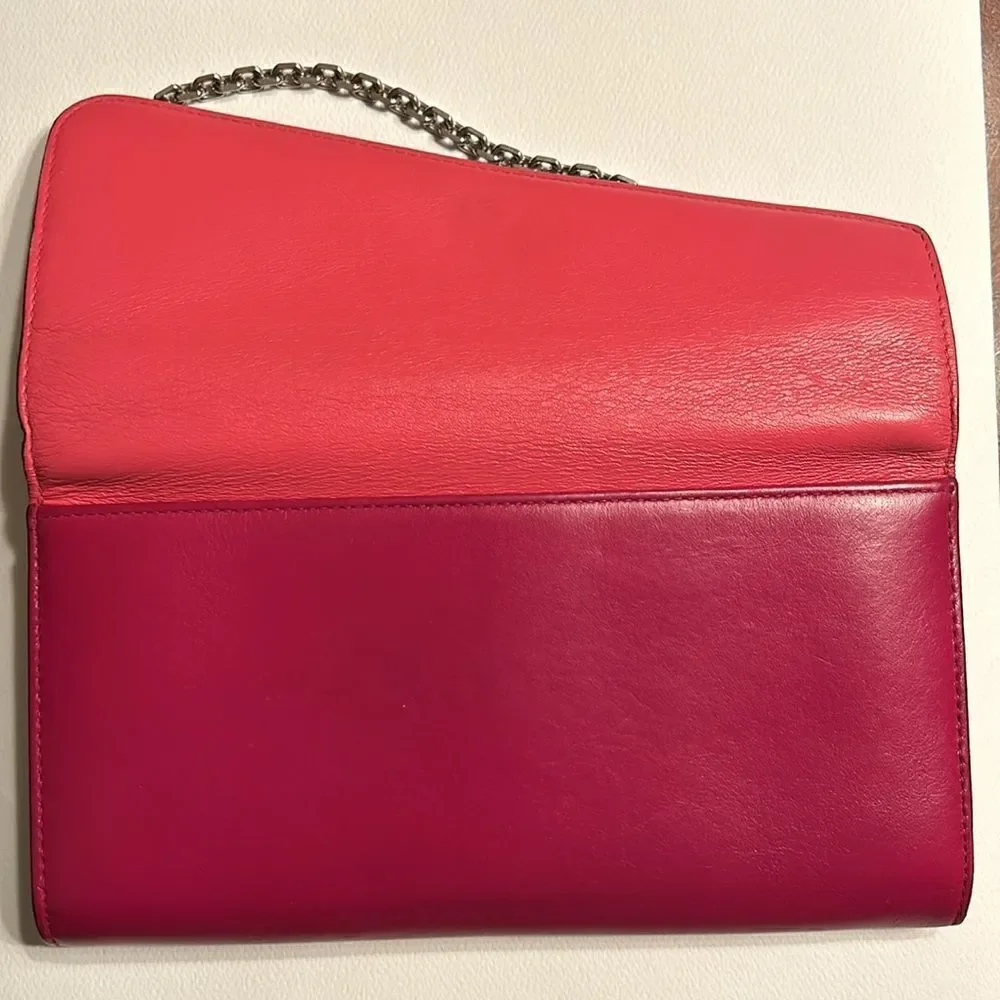 - Authentic Cristian Dior Leather Pink/Coral Wallet on a Chain